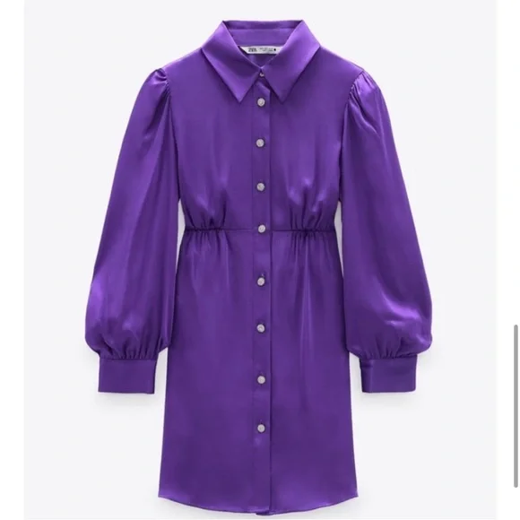 satin effect shirt dress Satin Shirt Dress |
